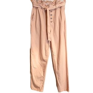 Made and Loved Loft High Rise Baggy Belted Peach Pants